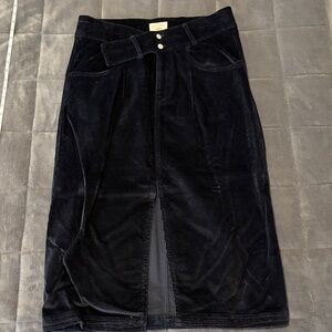 Pilcro Navy Blue Corduroy Skirt with Front split